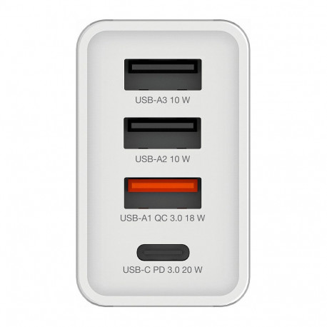 "Verbatim Ladegert 30W, 1x USB-C , 3x USB-A (wei, PD 3.0, QC 3.0)"