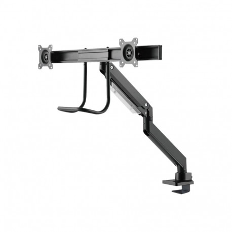 NEOMOUNTS Monitor Dual-Deskmount with crossbar 10-32inch Full Motion Gasspring Tilt Rotate Swivel Gr