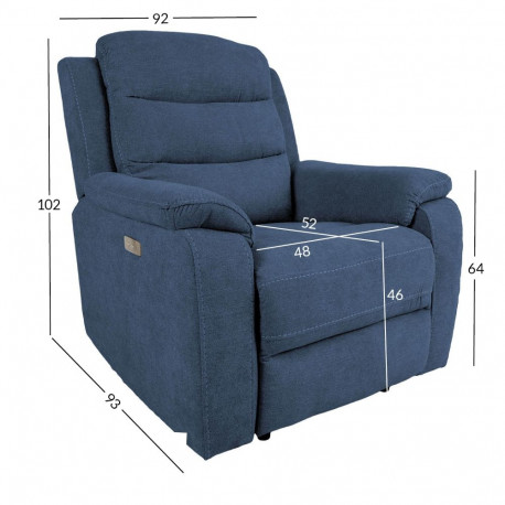 Tugitool MIMI elektriline recliner 92x93xH102cm, sinine