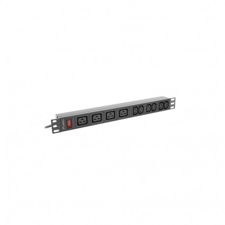 POWER DISTRIBUTION UNIT (PDU) 19" LANBERG 1U 16A 2M 4X C19 6X IEC C13 SOCKETS BLACK C20