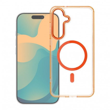 Case for Samsung A27 Frame Clear Hybrid Mag Cover compatible with MagSafe hermes orange