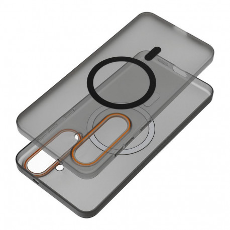 Case for Samsung A27 Go Orange compatible with MagSafe black