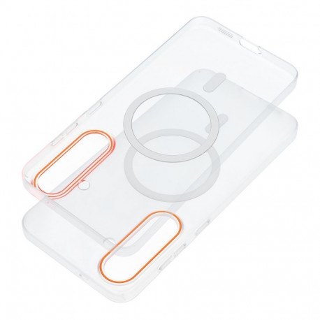 Case for Samsung A27 Go Orange compatible with MagSafe transparent