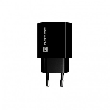 Natec USB laadija Ribera 1X USB-A + 1X USB-C 20W, must