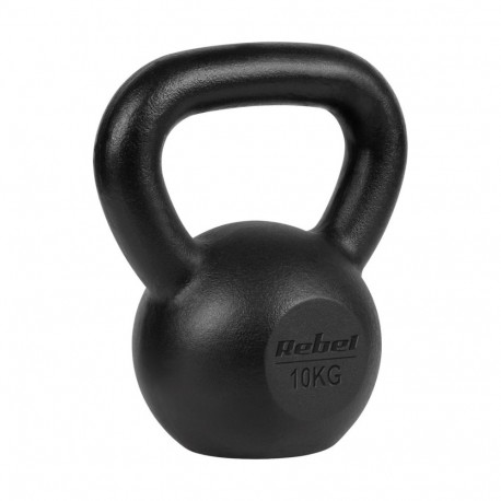 Fitness Equipment - REBEL ACTIVE Cast Iron Kettlebell 10 kg Black