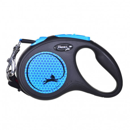 Pet Leash - Flexi New Neon S 5m Dog Retractable Lead, 15kg, Blue