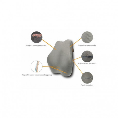 Lumbar Pillow - Shape&Rest Memory Foam 55 kg/m³ 105mm Height Grey
