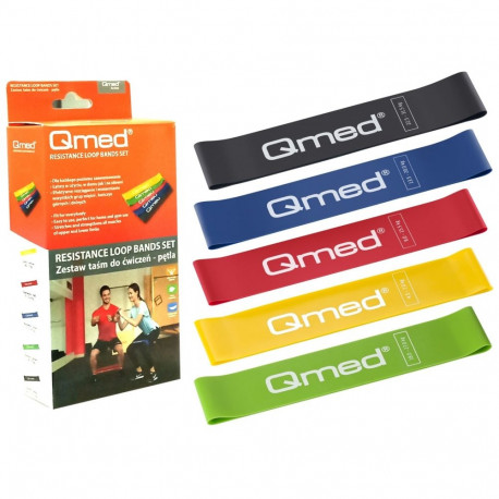Exercise Band Set - QMED Loop Bands 5pcs 4.5kg-31.5kg 5cm x 50cm