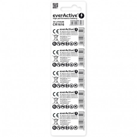 Battery - everActive CR1616 3V 50mAh Lithium Coin Cell Pack of 5