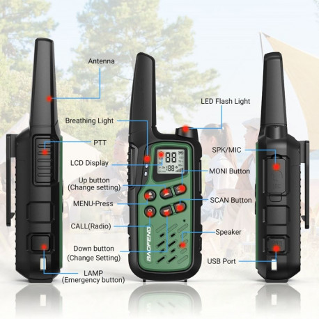 Walkie-Talkie - Baofeng BF-T25E 16 Channels Green