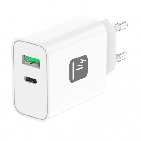Mobile Device Charger - TECHly IPW-USB-30WACG 30W Dual USB Fast Charger White