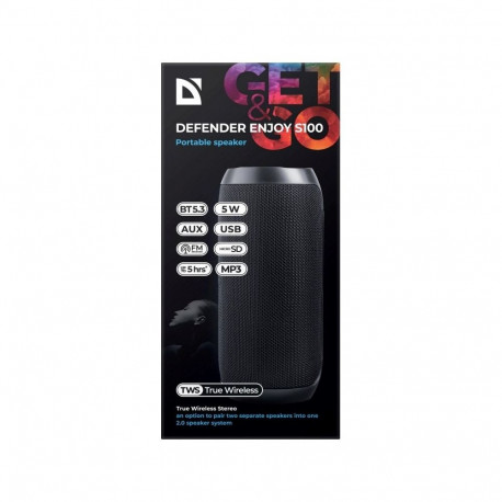 Speaker - Defender S100 5W RMS Bluetooth 5.3 Microphone 5 Hours Battery Life