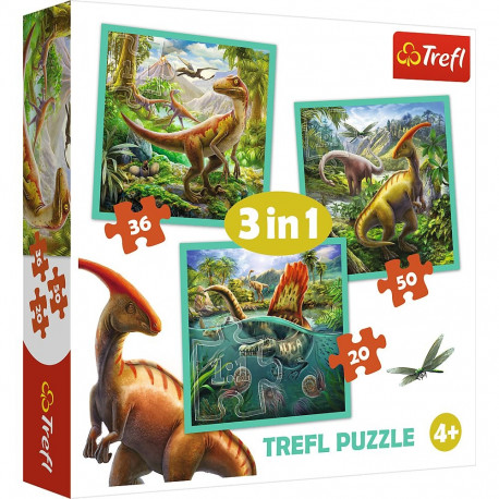 TREFL Puzzle Dinosaurs 3 in 1 set