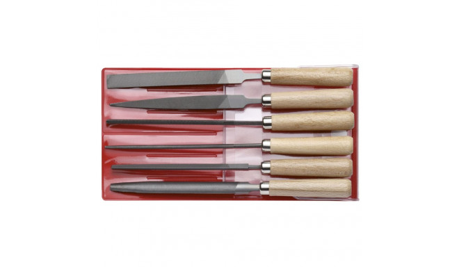 red Schlüsselfeilen-Satz, 6-teilig (mit Holzgriff)