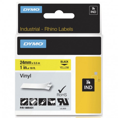 Rhino Vinylband 1805431 (24 mm, schwarz auf gelb)