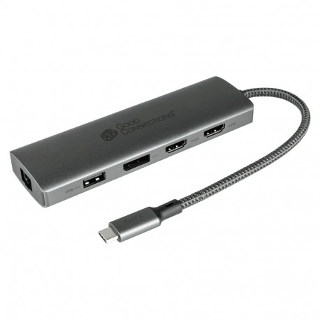 GoodConnections USB-C-hub HUB-C001A 10-port 2xHDMI 1xDP 1xUSB-C 2xUSB3.0 1xUSB2.0 1xRJ45 1xkaardilug