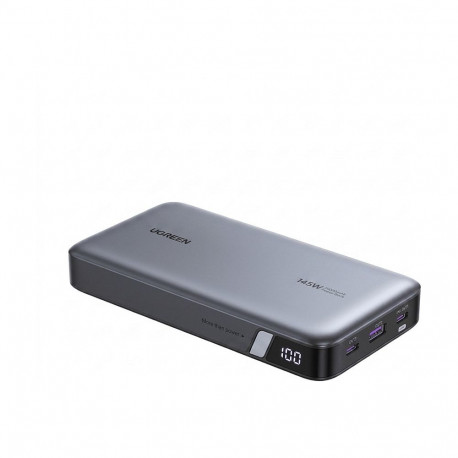 "UGREEN PB551 20.000mAh 145W Powerbank 1x USB-C 1x USB-A 1x integriertes USB-C Kabel Display"