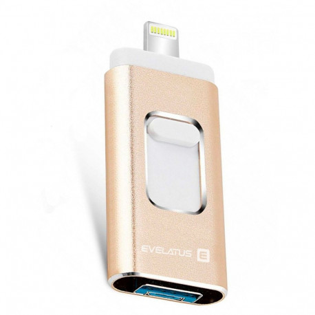 Evelatus USB Flash to Lightning 32GB 3in1 (USB, iPhone and Micro) Gold