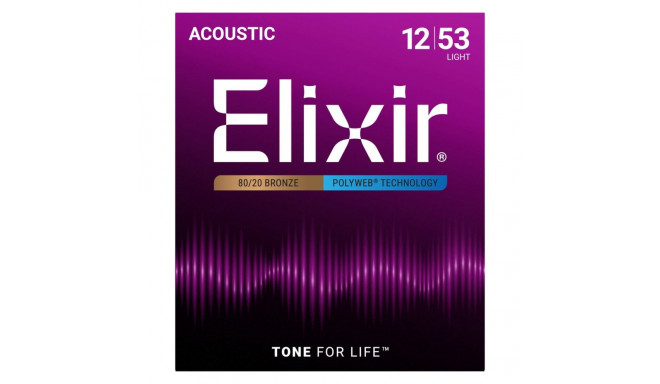 Acoustic Guitar String Set - Elixir 11050 Light 0.012–0.053 80/20 Bronze Strings