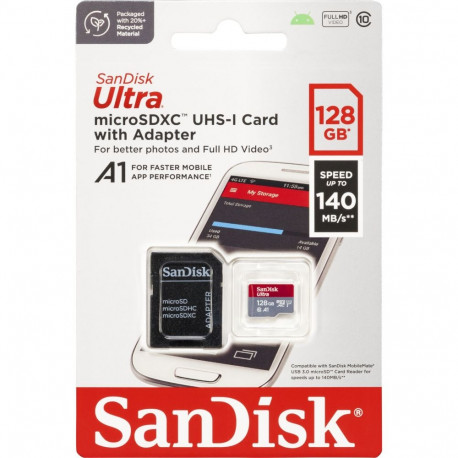 Ultra microSDXC mälukaart 128GB, UHS-I U1, Class 10, A1