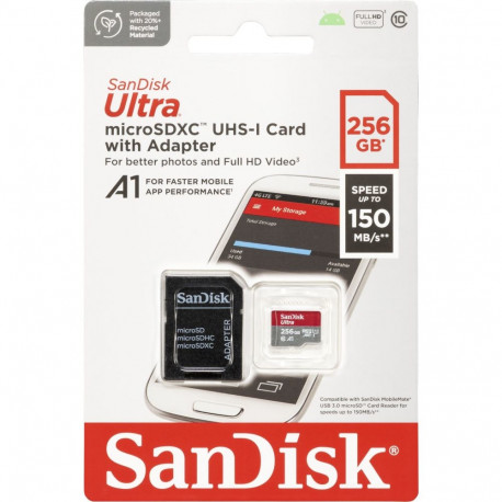 Ultra microSDXC mälukaart 256GB UHS-I U1 Class 10 A1, hall/punane