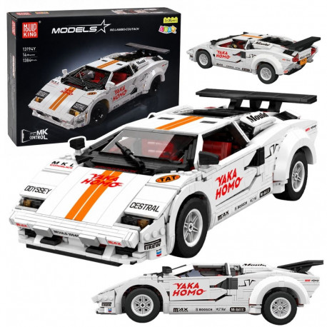 Ehituskomplekt 1384-osaline puldiga juhitav RC sportauto, valge