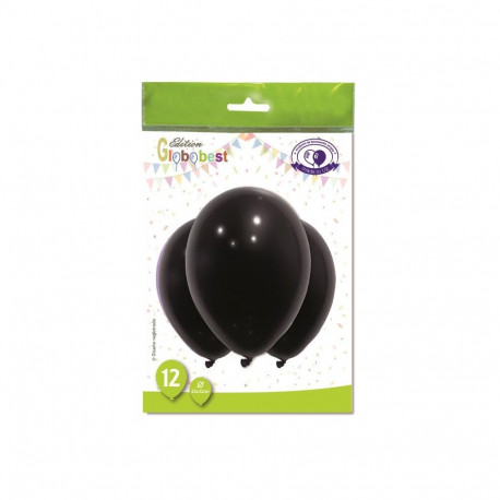 BALLOONS BLACK D25CM 12PCE