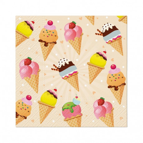 NAPKINS PAPER ICE CREAM 33X33CM 20 PCS