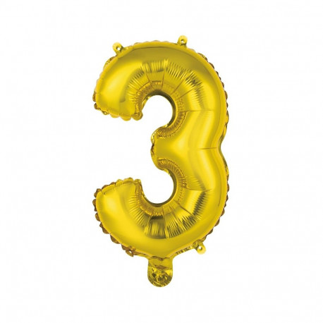 MINI NUMBER 3 GOLD FOIL BALLOON