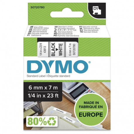 Dymo LabelWriter etiketirull D1 S0720780 6mm x 7m iseliimuv, must valgel