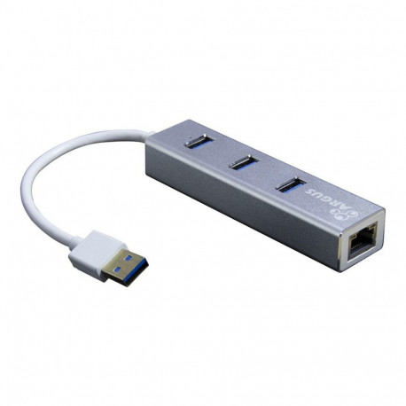 "USB3.0 HUB 3Port Inter-Tech Argus IT-310-S 1x RJ45 Gigabit Lan passiv Silver"