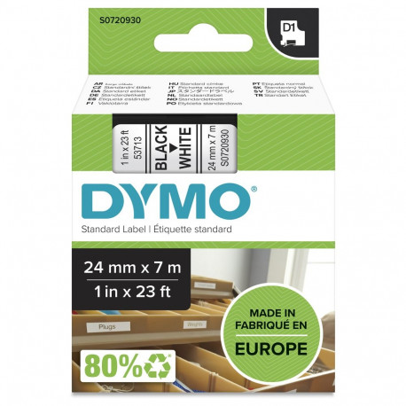 Dymo LabelWriter etiketid D1 24mm x 7m S0720930, must valgel