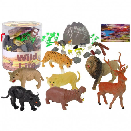 Figuuride komplekt 34-osaline metsloomad safari lõvi gepard tiiger