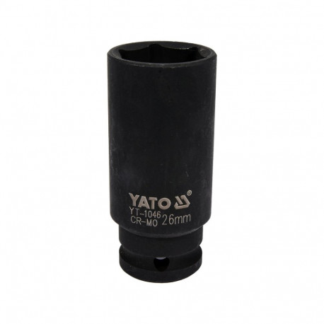 Yato YT-1046 kuusnurkne pikk löökmutter, 1/2", 26mm, 78mm, CrMo SCM-440, fosfaatitud
