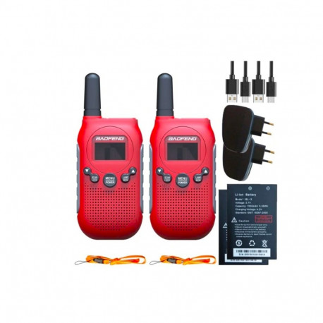 Children's Walkie Talkie - Baofeng BF-T6 8 Channels, VOX, 3 km Range, Red