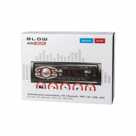 Car Audio System - BLOW AVH-8626 MP3 Bluetooth USB AUX MicroSD Black