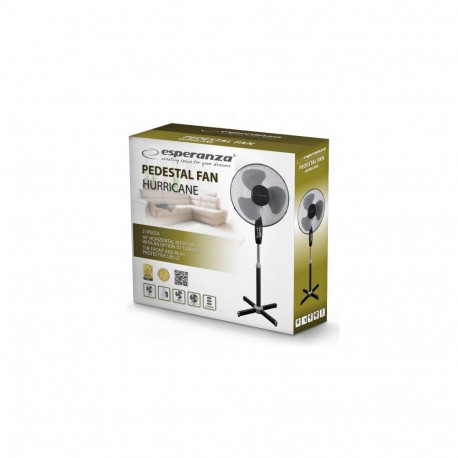 Household Fan - Esperanza EHF001KE 40cm 3 Blades 3 Speed Oscillation Black Chrome