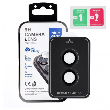 Camera Lens Protector BLUE STAR Easy Install for XIAOMI Redmi 15 4G / 15 5G black