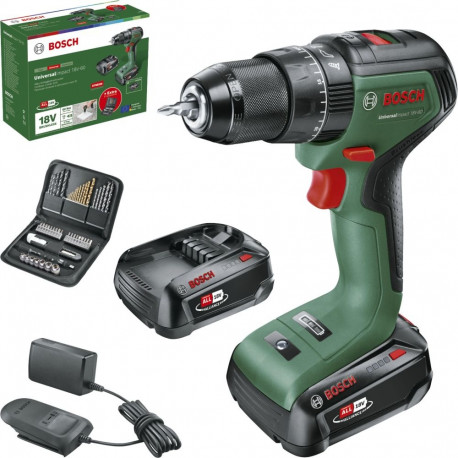 Akku-Schlagbohrschrauber UniversalImpact 18V-60 + SET (grün/schwarz, 2x Li-Ionen Akku 2,0Ah, Koffer 