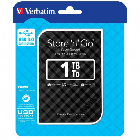 VERBATIM EXTERNAL HDD 1TB 2,5 USB 3.0 BLACK 53194