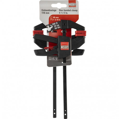 2x Einhandzwinge EZS11-4 SET (schwarz/rot, 110 / 40)