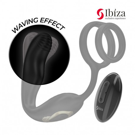 IBIZA - WIGGLE REMOTE CONTROLLED ROTATING ANAL PLUG WITH PERINEAL VIBRATION AND PENIS ENHANCING RING