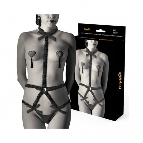 COQUETTE CHIC rakmekomplekt ja nibukatted DESIRE elastne, must