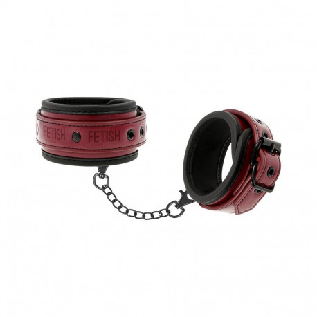 FETISH SUBMISSIVE DARK ROOM - VEGAN LEATHER ANKLE HANDCUFFS WITH NEOPRENE LINING