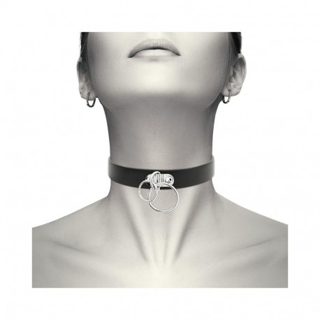 COQUETTE CHIC DESIRE - DOUBLE RING VEGAN LEATHER CHOKER