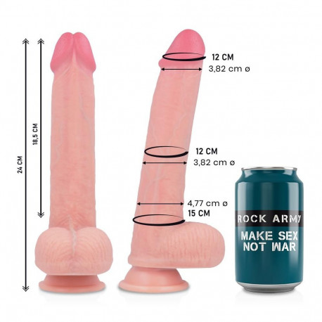 ROCKARMY dildo KINGCOBRA premium realistlik vedelsilikoonist 24CM -O- 4.77CM