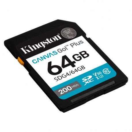 Kingston mälukaart 64GB XC Canvas Go Plus Gen4 200MB/s C10 UHS-I U3 V30