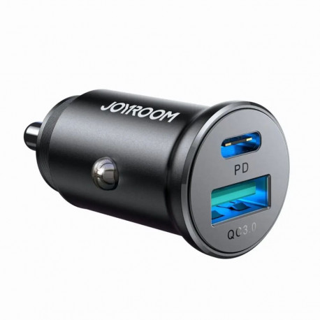 Joyroom JR-CCN05 30W USB-A USB-C mini car charger - black | 30W | PD, QC, PPS | USB-A, USB-C | Black