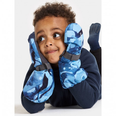 Kindad Didriksons Biggles Kids' Printed Mittens sinine/kirju