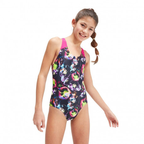 Ujumistrikoo Speedo Girls Allover Splashback must/kirju